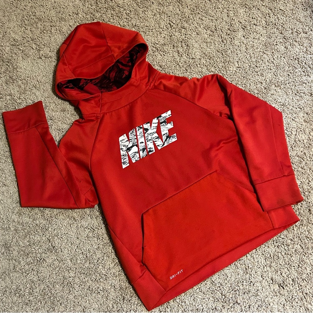 Nike Dri-Fit Red Hoodie Boys Size Small